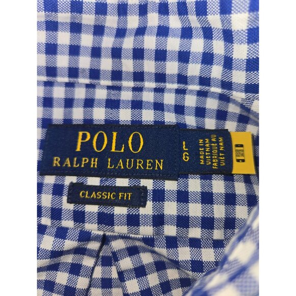 Polo Ralph Lauren Mens Classic Fit Blue Gingham LS Button-Down Shirt Large - Picture 5 of 8